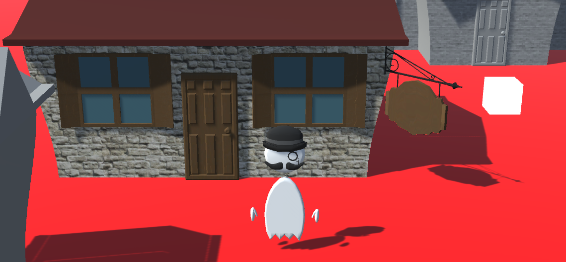 The Inspector standing against a nifty house